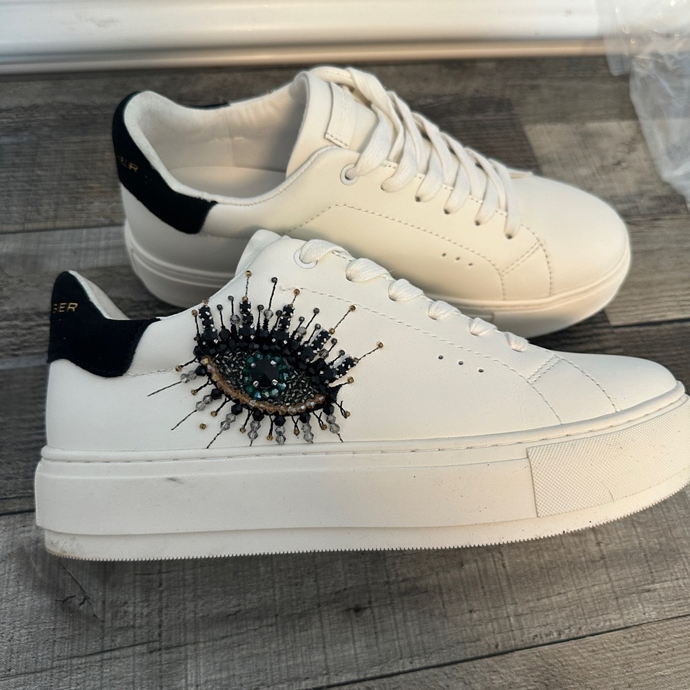 Kurt Geiger Embroidered Evil Eye White Sneakers
